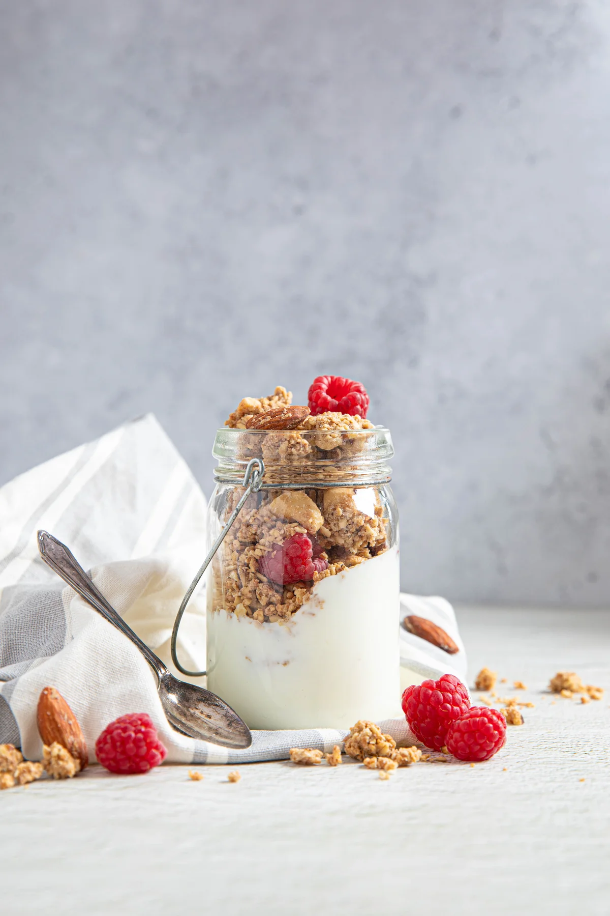 A Jar of Granola with Milk