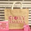 Foxy Mama Jute Bag Mothers Day Theme Wood Fence Background