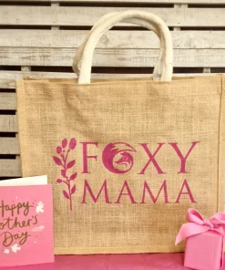 Foxy Mama Jute Bag Mothers Day Theme Wood Fence Background
