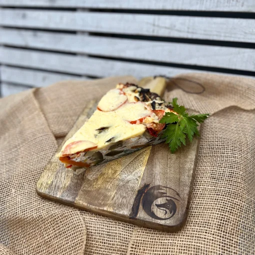 No Added Gluten Roast Vegetable Frittata On Chopping Board