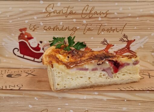 Bacon, Brie and Cranberry Quiche Slice