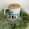 The Running Fox White Mug with Bamboo Lid