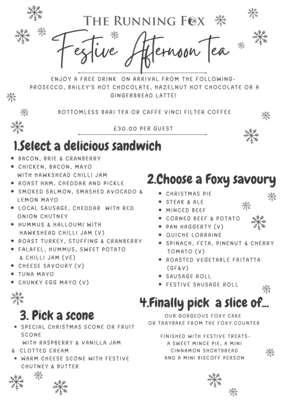 Christmas Afternoon Tea Menu