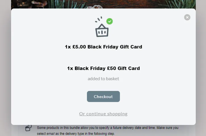 Add to Basket Confirmation