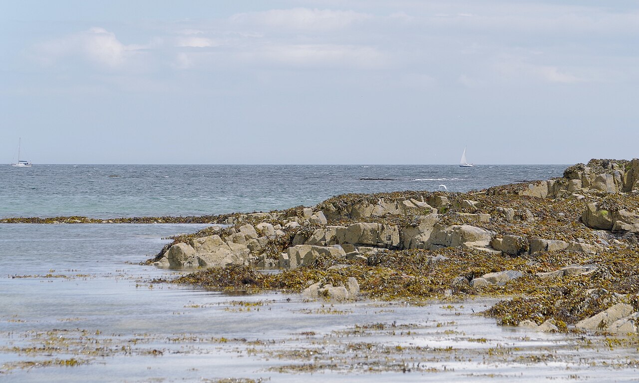 Rocks and shallow sea at Low Newton-by-the-Sea on the Northumberland coast